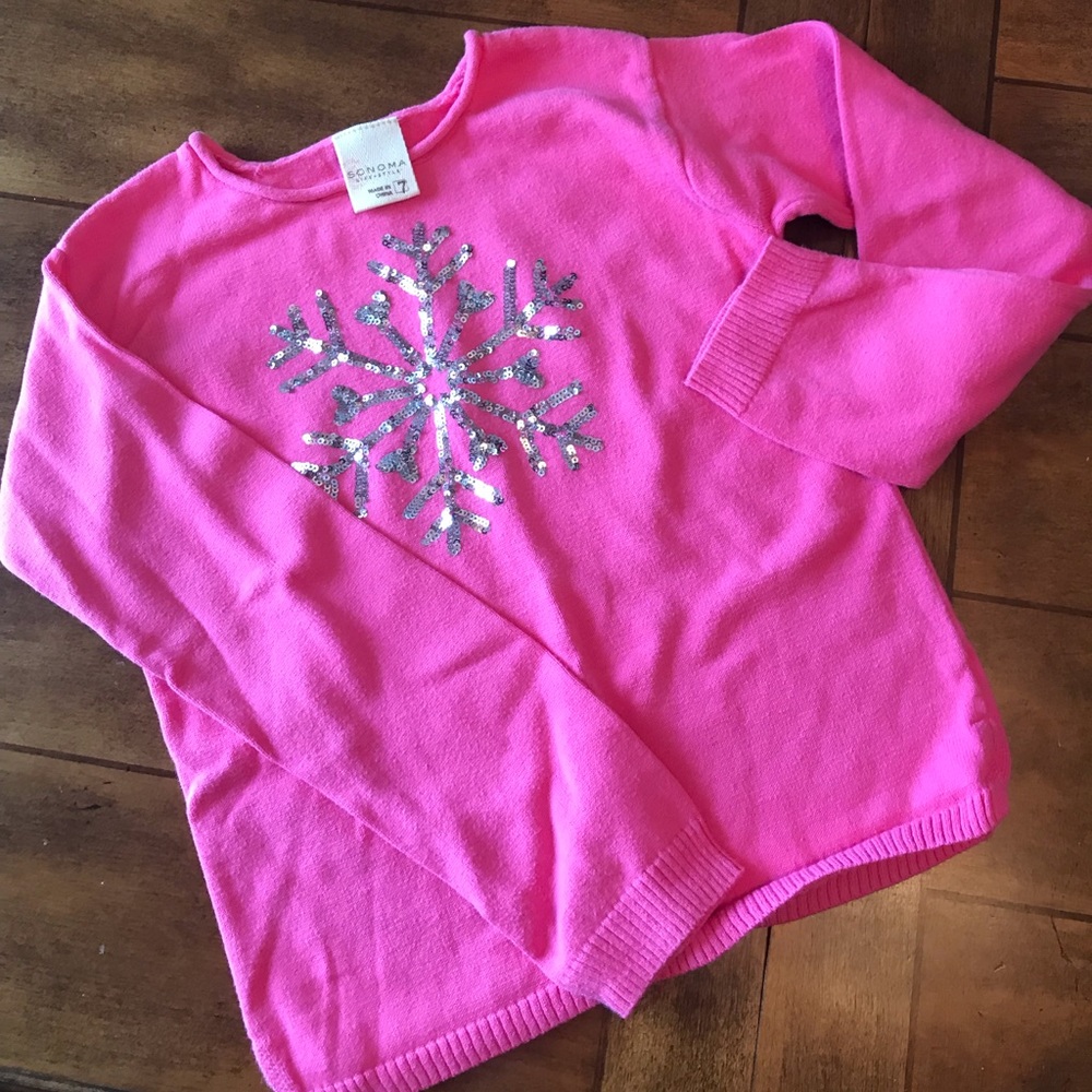 Girls pink snowflake sweater ❄️